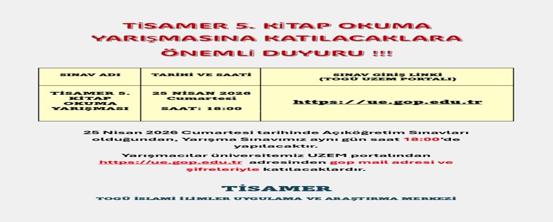 TİSAMER 5. KİTAP OKUMA YARIŞMASI